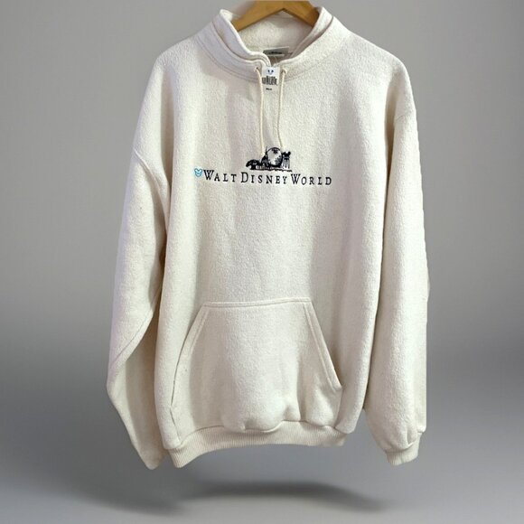 Vintage Walt Disney World Terry Sweatshirt Unisex Size 2XL Cream Embroidered NWT - Picture 1 of 10